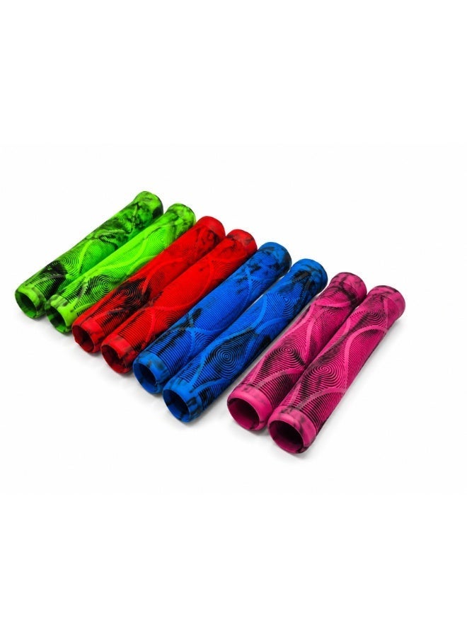 Fukukawa Multicolor Anti-Slip Bicycle Handlebar Grips Soft Rubber 22.2mm Shock Absorbing Bike Handle Grips for MTB BMX Scooter Cycle Pink Black Pair - Image 5