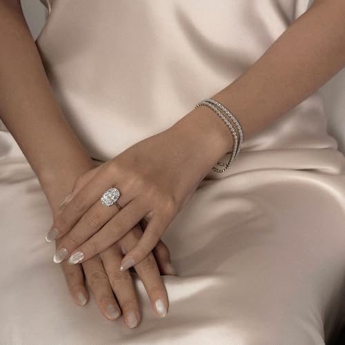 DIAMONBLISS Marilyn Monroe 10-Carat Oval Solitaire Ring For Women | 14K Gold Plated 925 Sterling Silver Celebrity Cocktail Ring | 100 Facet Cubic Zirconia CZ Diamond Simulant, Size 8 - Image 4