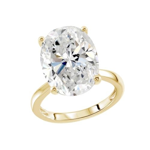 DIAMONBLISS Marilyn Monroe 10-Carat Oval Solitaire Ring For Women | 14K Gold Plated 925 Sterling Silver Celebrity Cocktail Ring | 100 Facet Cubic Zirconia CZ Diamond Simulant, Size 8 - Image 1