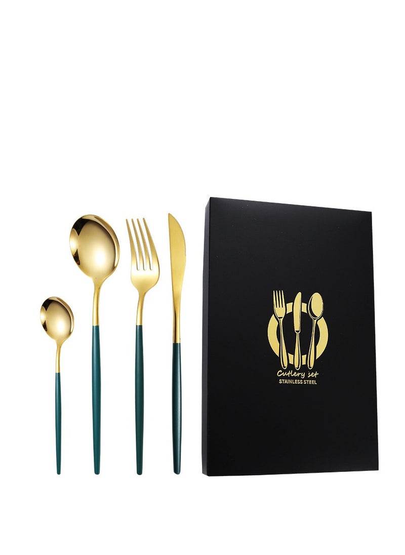 MIXDE 4-piece Kitchen Cutlery Silverware Set, Stainless Steel Knives, Spoons, And Forks Cutlery Set, Household Gathering Utensils Set For Daily Use  - Image 1