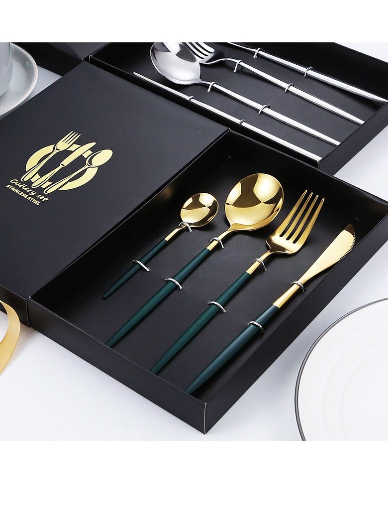 MIXDE 4-piece Kitchen Cutlery Silverware Set, Stainless Steel Knives, Spoons, And Forks Cutlery Set, Household Gathering Utensils Set For Daily Use  - Image 4