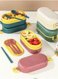 flâneur Lunch Box with Yellow Straps and Secure Latches, 880ml - Durable, Leak-Proof Food Container for School Lunches, Work, and Travel, Featuring a Modern Design and Portability  - Image 3