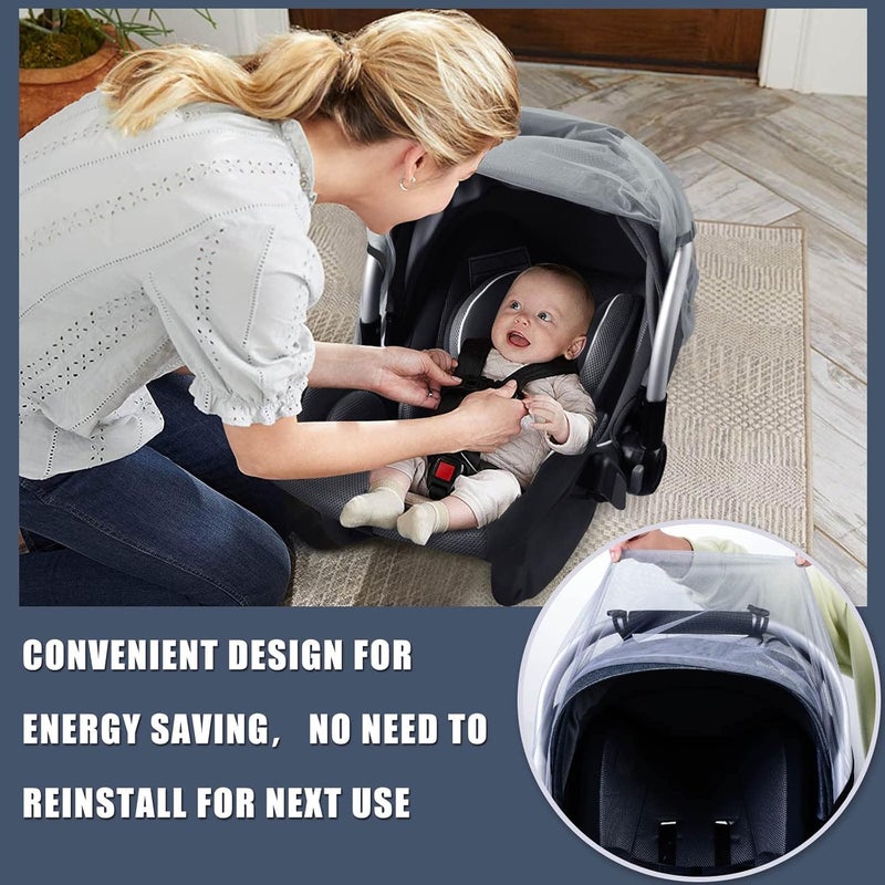 Sysmie Mosquito Net for Baby Car Seats, Infant Stroller and Bassinets, Infant Car Seat Insect Mesh Net,Breathable,Easy Fitting, Portable Durable & Long Lasting Insect Netting (Gray)… - Image 4