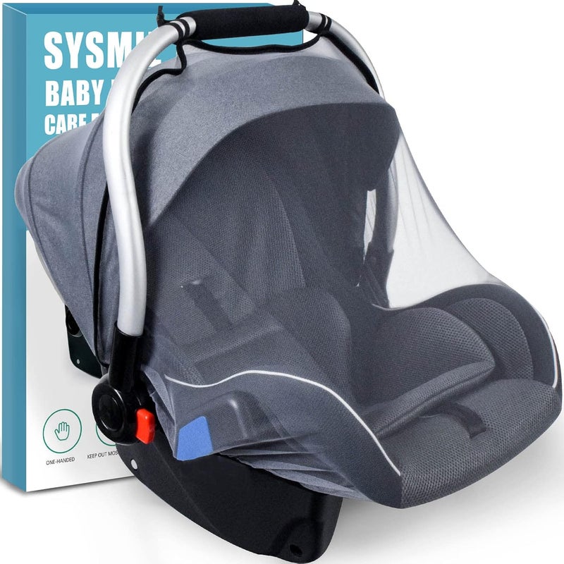 Sysmie Mosquito Net for Baby Car Seats, Infant Stroller and Bassinets, Infant Car Seat Insect Mesh Net,Breathable,Easy Fitting, Portable Durable & Long Lasting Insect Netting (Gray)… - Image 1