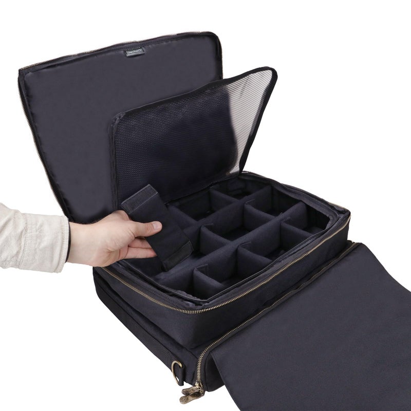 ENHANCE MTG Bag Compatible with Deck Box, Top Loader Binder, MTG Commander Deck & more TCG Trading Card Accessories - Trading Card Travel Bag with Card Defender Screen, Customizable Interior (Black) - Image 4