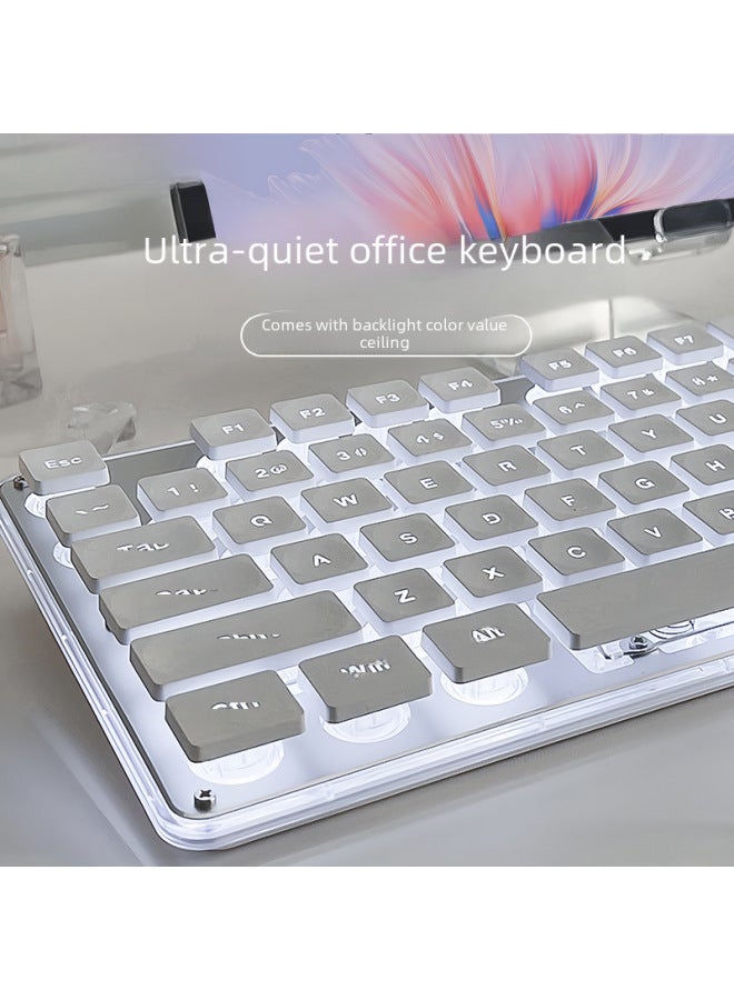 Gx710 Wired Silent Keyboard Comfortable Mechanical Feel Suitable For Gaming Office Environments-Color:【Wired Mute Single Keyboard】 Metal Black-Blue Light - Image 2