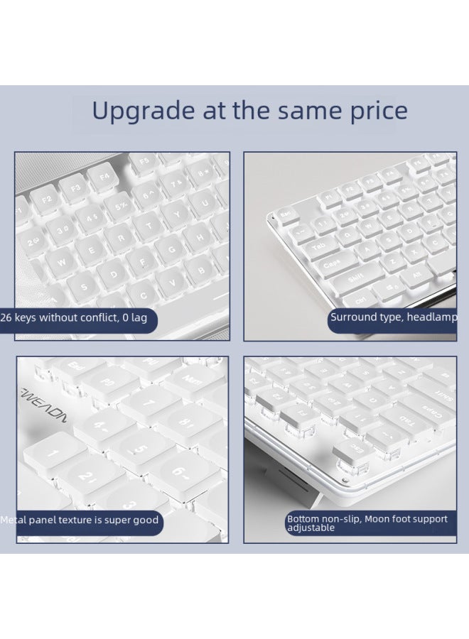 Gx710 Wired Silent Keyboard Comfortable Mechanical Feel Suitable For Gaming Office Environments-Color:【Wired Mute Single Keyboard】 Metal Black-Blue Light - Image 4