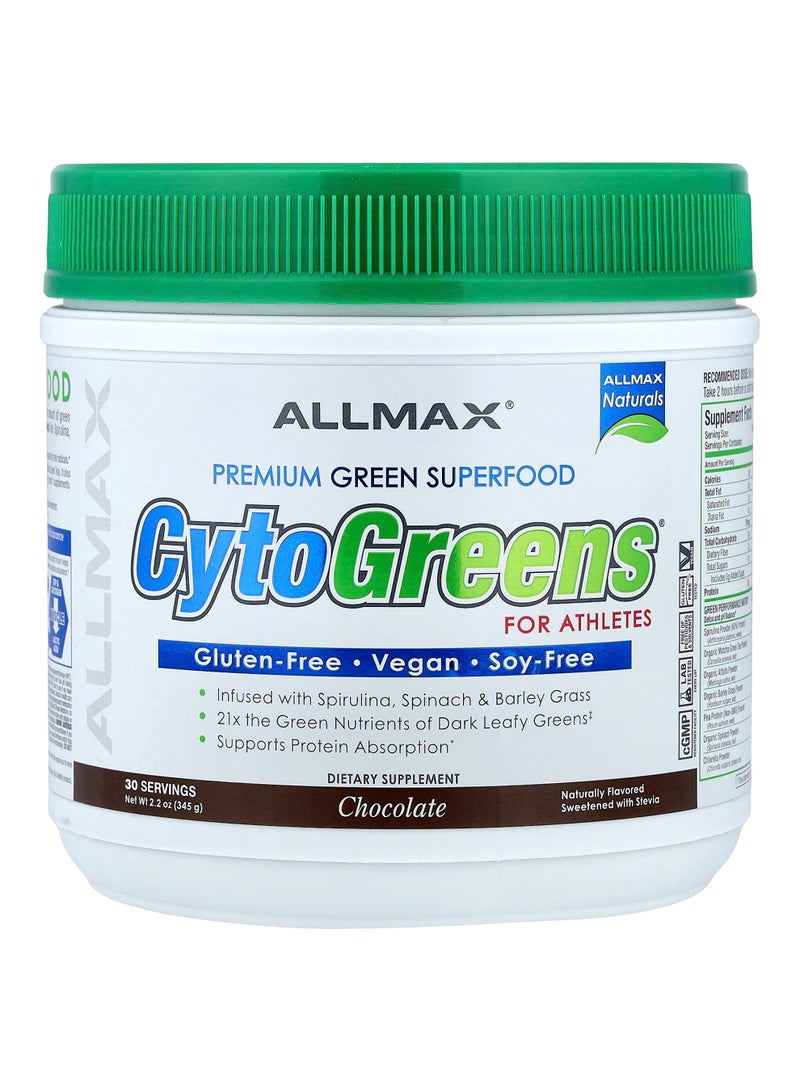 Allmax CytoGreens, Premium Green Superfood For Athletes, Chocolate, 2.2 oz (345 g)