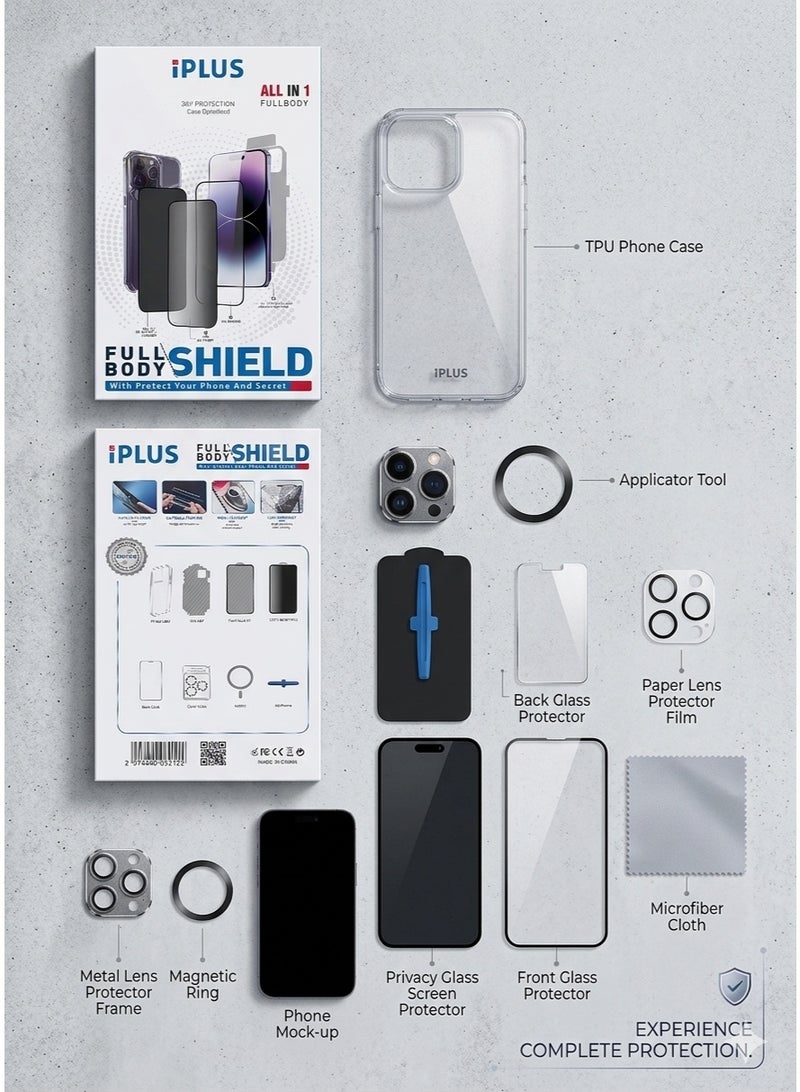 IPLUS 360° Ceramic Screen Protection Case for iPhone 17 PRO Max Full Body Coverage, Shockproof, Slim Fit, Clear Design - Image 2
