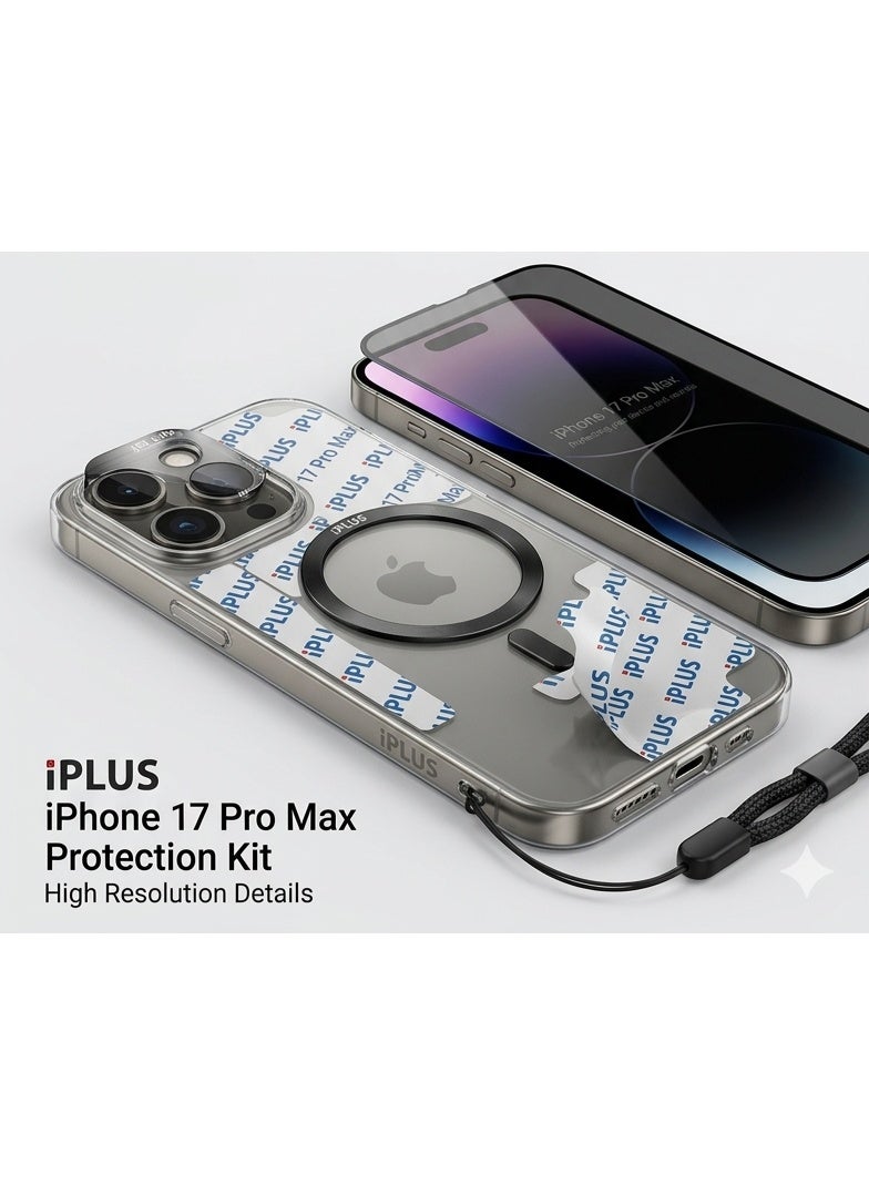 آي بلس غطاء IPLUS بحماية سيراميك 360° لآيفون 17 برو ماكس تغطية كاملة مقاوم للصدمات بتصميم نحيف وشفاف - Image 1