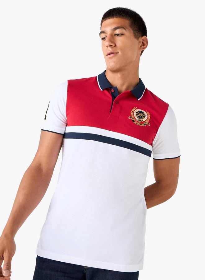 سبلاش فيڤ تيشيرت بولو مطرز بألوان متداخلة - Image 1