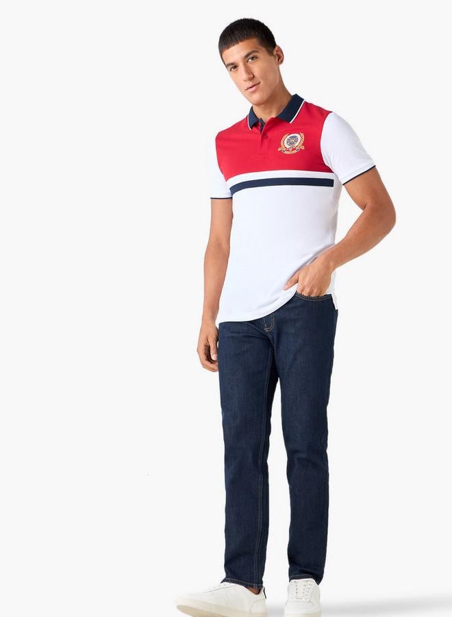 سبلاش فيڤ تيشيرت بولو مطرز بألوان متداخلة - Image 2