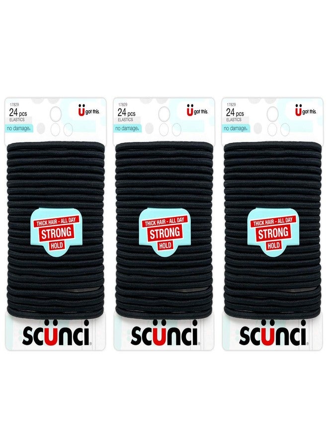Scunci Effortless Beauty Thick Hair No-damage Black Elastics, 72 Count - Image 2