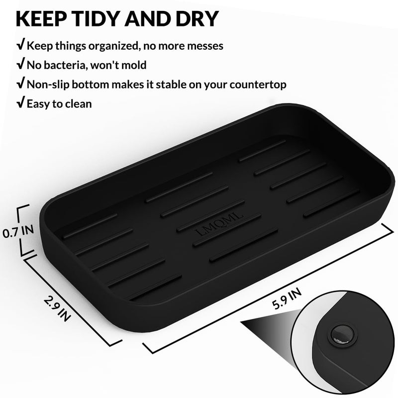LMQML Soap Dispenser - 2 Pack, Antique Design Thick Glass Hand Soap Dispensers with Sturdy Tray; 304 Rust Proof Stainless Steel Black Pump, 12Pcs Stickers, for Kitchen, Bathroom - Image 4