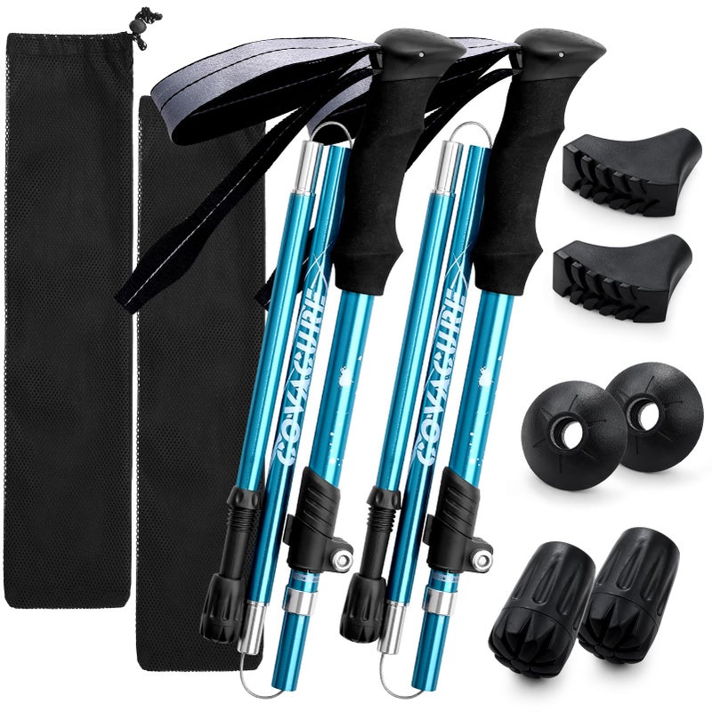 Covacure Hiking Poles Collapsible Trekking Poles - Aluminum Alloy 7075 Walking Sticks with Telescopic & Foldable Tri-fold Design Hiking Gear for Women Men, Camping, Climbing - Image 1