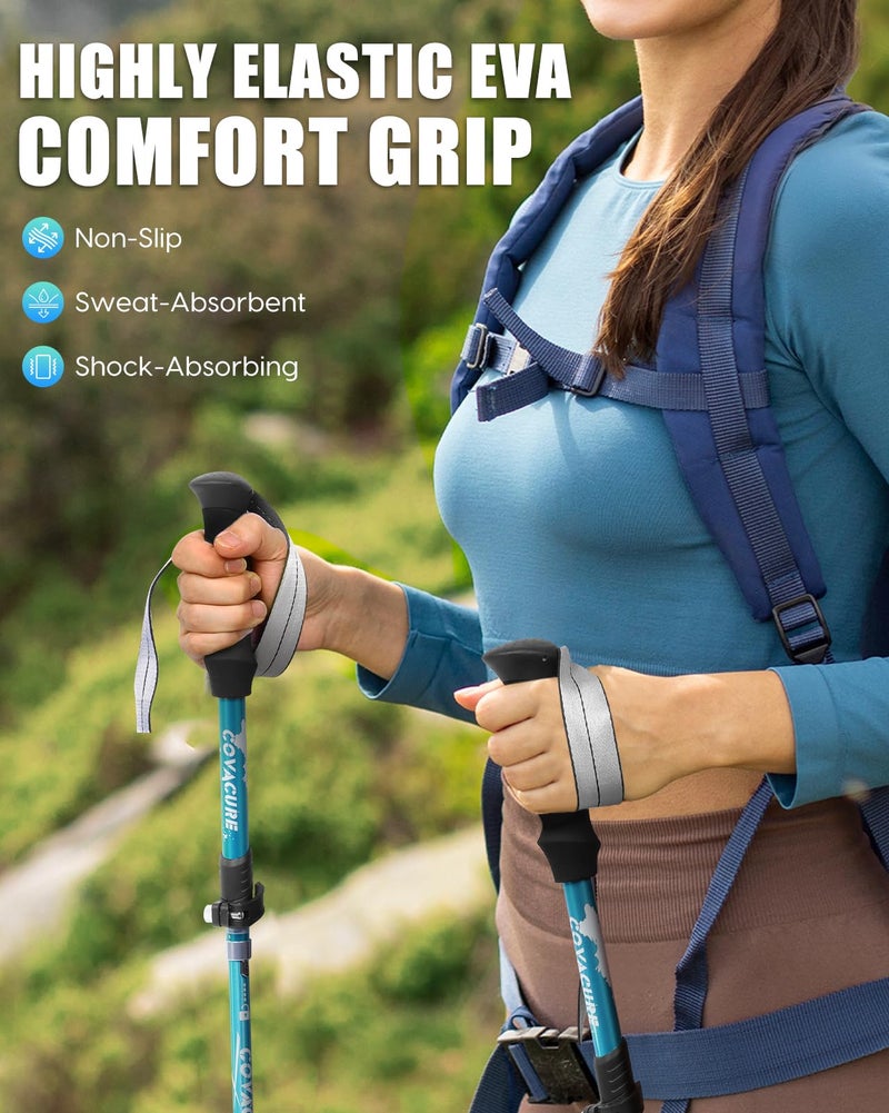 Covacure Hiking Poles Collapsible Trekking Poles - Aluminum Alloy 7075 Walking Sticks with Telescopic & Foldable Tri-fold Design Hiking Gear for Women Men, Camping, Climbing - Image 4