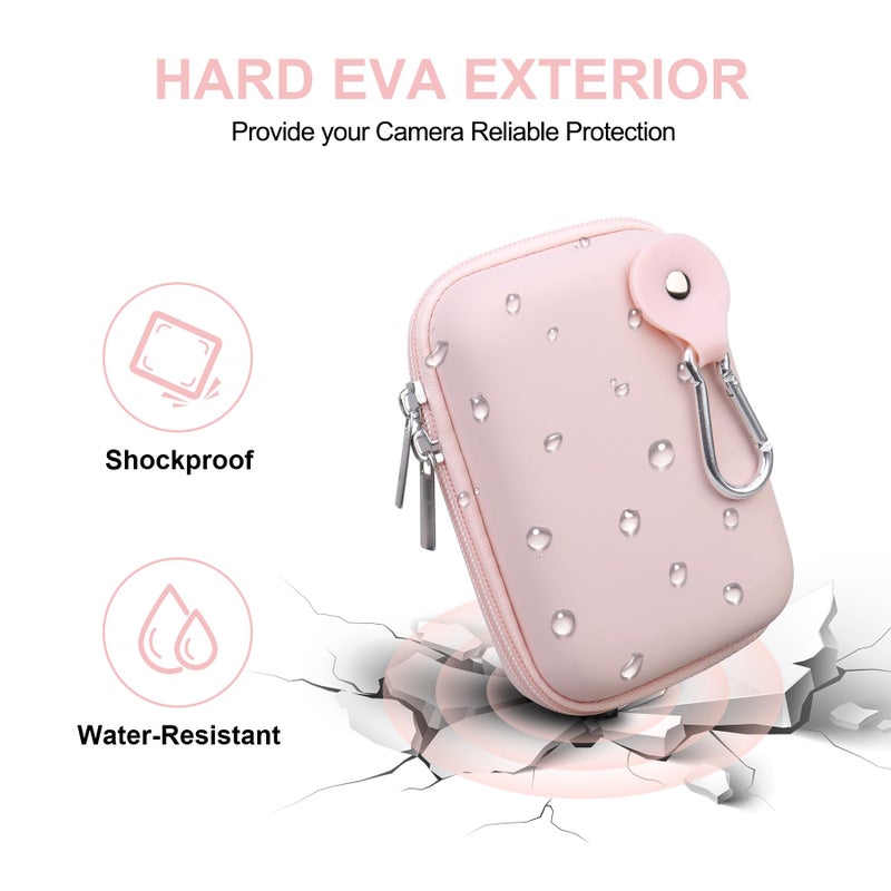 Lacdo Camera Carrying Case for Canon PowerShot ELPH 360/200/185/180/190/350, Sony Cyber-Shot DSC-W830/WX350/WX500/W810/W800 Digital Camera, Hard EVA Protective Camera Storage Trave Bag, Pink - Image 5