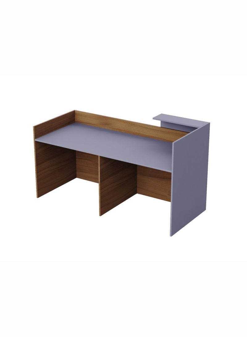 Karnak Verona Luxury Modern Reception Desk Counter | Two-Tone Office Front Desk with Elegant Design, Durable Finish & Spacious Workspace for Offices, Hotels, Clinics, Salons & Showrooms ( Walnut-Dust Grey ) - Image 4