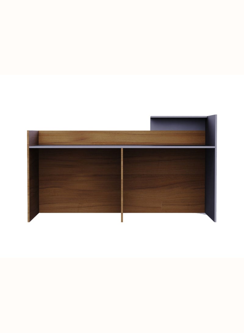 Karnak Verona Luxury Modern Reception Desk Counter | Two-Tone Office Front Desk with Elegant Design, Durable Finish & Spacious Workspace for Offices, Hotels, Clinics, Salons & Showrooms ( Walnut-Dust Grey ) - Image 3