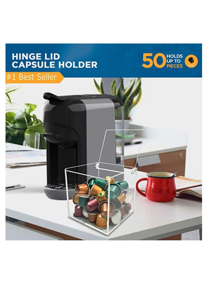 Creative Planet Acrylic Coffee Pod Capsule Holder For Nespresso Vertuoline, Space Saving Kitchen Organizer 1 Compartments with Hinge Lid. Perfect Storage Box (Pack of 2) - Image 5