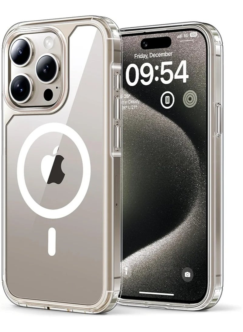 فيريكس حالة لحالة iPhone 15 Pro Max، متوافقة مع MagSafe، حماية الصف العسكري، مقاومة للصفير، ظهر مقاوم للخدش، حالة الهاتف المغناطيسي لـ iPhone 15 Pro Max، سلسلة كلاسيكية، واضحة - Image 1