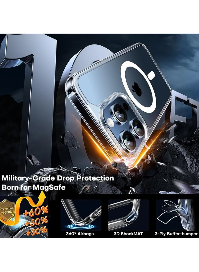 فيريكس حالة لحالة iPhone 15 Pro Max، متوافقة مع MagSafe، حماية الصف العسكري، مقاومة للصفير، ظهر مقاوم للخدش، حالة الهاتف المغناطيسي لـ iPhone 15 Pro Max، سلسلة كلاسيكية، واضحة - Image 4