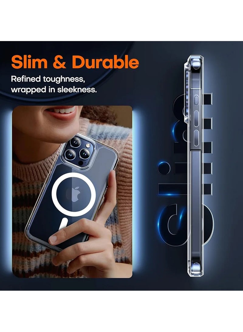 فيريكس حالة لحالة iPhone 15 Pro Max، متوافقة مع MagSafe، حماية الصف العسكري، مقاومة للصفير، ظهر مقاوم للخدش، حالة الهاتف المغناطيسي لـ iPhone 15 Pro Max، سلسلة كلاسيكية، واضحة - Image 5