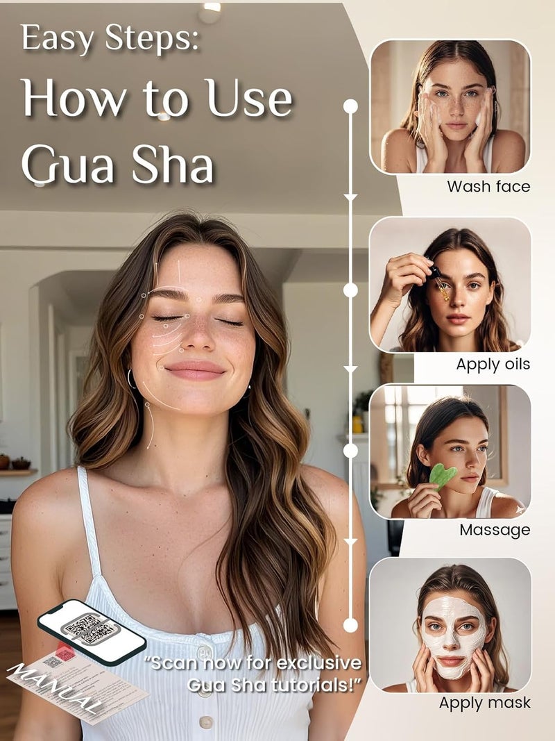 Rena Chris Gua Sha Facial Tools, Natural Jade Guasha Tool, Manual Massage Sticks for Jawline Sculpting and Puffiness Reducing, Skin Care Gift (Mint Green) - Image 5