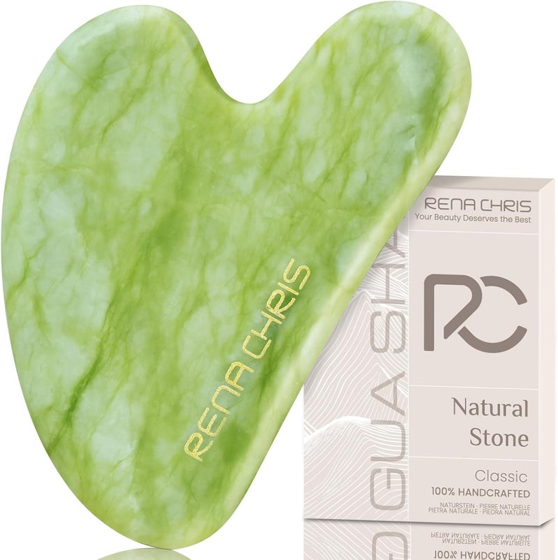 Rena Chris Gua Sha Facial Tools, Natural Jade Guasha Tool, Manual Massage Sticks for Jawline Sculpting and Puffiness Reducing, Skin Care Gift (Mint Green) - Image 1