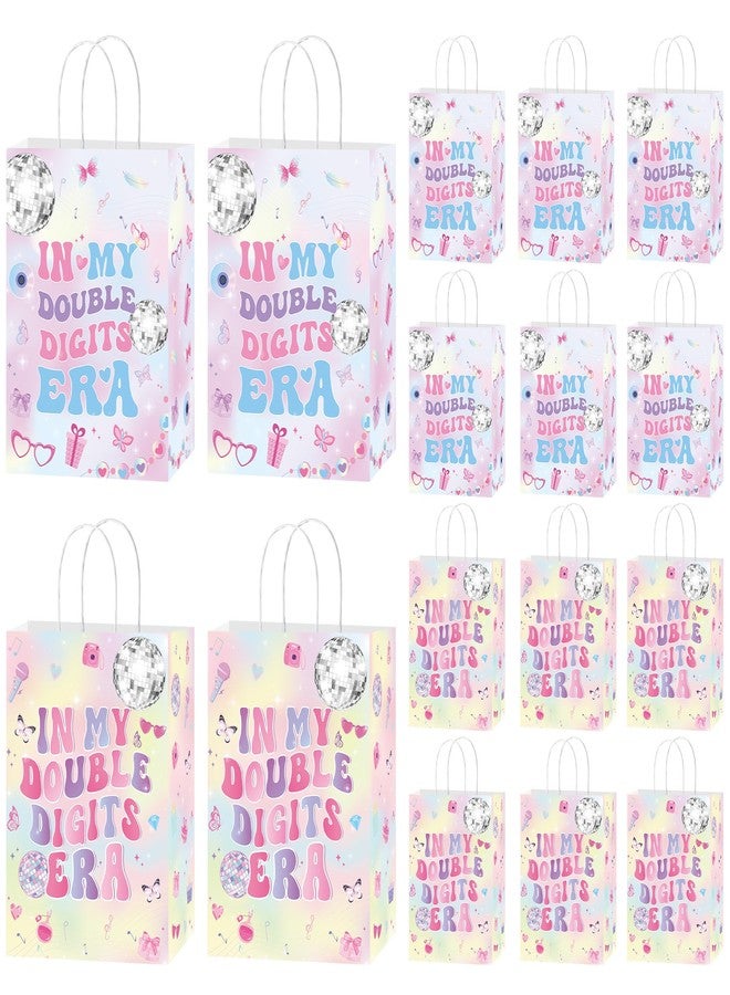 EoBeCy 16 Pcs 10th Bithday Party Favor Bags, Iridescent In My Double Digits Era Goodie Treat Candy Gift Bags with Handles for Girls 10 Year Old Birthday Party Supplies Decorations - Image 1