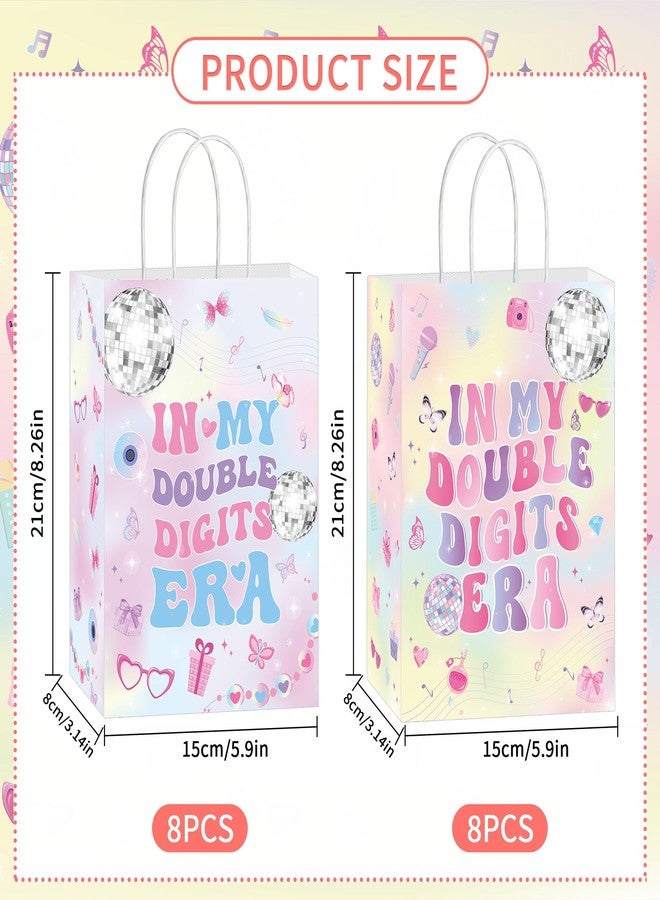 EoBeCy 16 Pcs 10th Bithday Party Favor Bags, Iridescent In My Double Digits Era Goodie Treat Candy Gift Bags with Handles for Girls 10 Year Old Birthday Party Supplies Decorations - Image 3