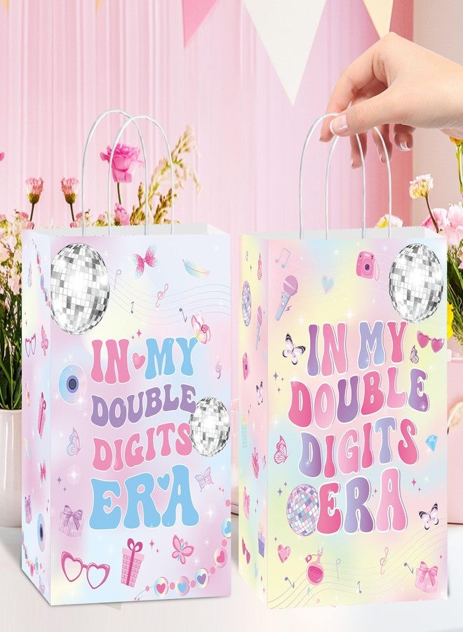 EoBeCy 16 Pcs 10th Bithday Party Favor Bags, Iridescent In My Double Digits Era Goodie Treat Candy Gift Bags with Handles for Girls 10 Year Old Birthday Party Supplies Decorations - Image 2