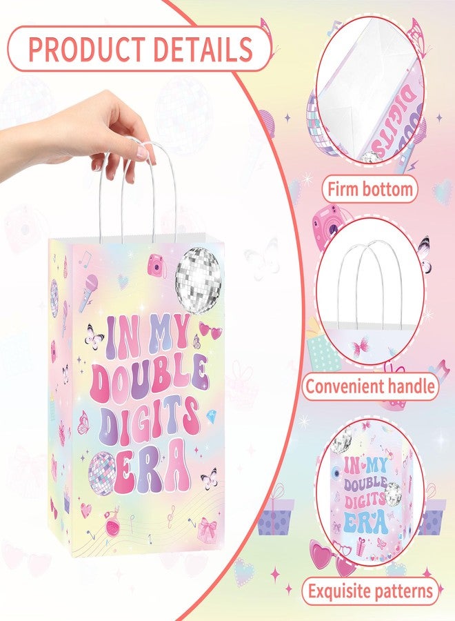 EoBeCy 16 Pcs 10th Bithday Party Favor Bags, Iridescent In My Double Digits Era Goodie Treat Candy Gift Bags with Handles for Girls 10 Year Old Birthday Party Supplies Decorations - Image 4