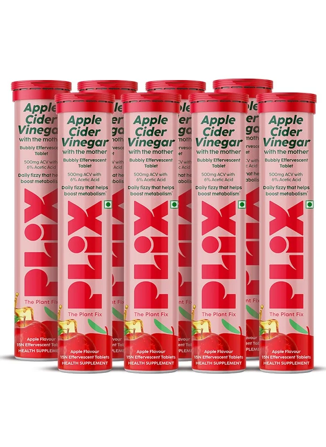 PLIX THE PLANT FIX Apple Cider Vinegar 120 Effervescent Tablet, ACV Pack of 8 - Apple