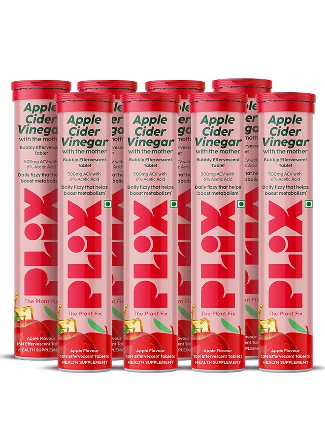 PLIX THE PLANT FIX - Apple Cider Vinegar 120 Effervescent Tablet, ACV Pack of 8 - Apple - Image 1