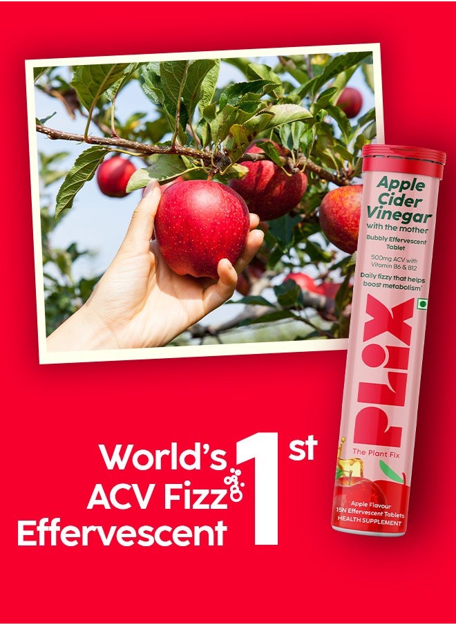 PLIX THE PLANT FIX - Apple Cider Vinegar 120 Effervescent Tablet, ACV Pack of 8 - Apple - Image 1