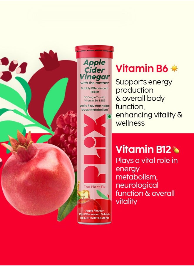 PLIX THE PLANT FIX - Apple Cider Vinegar 120 Effervescent Tablet, ACV Pack of 8 - Apple - Image 1