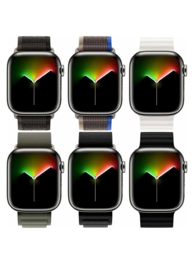 O Ozone (Pack 5) Silicone Sport Bands For Apple Watch Series 10 9 8 7 6 5 4 SE 42/44/45/49 mm Soft Silicone Waterproof Smartwatch Band - Image 2