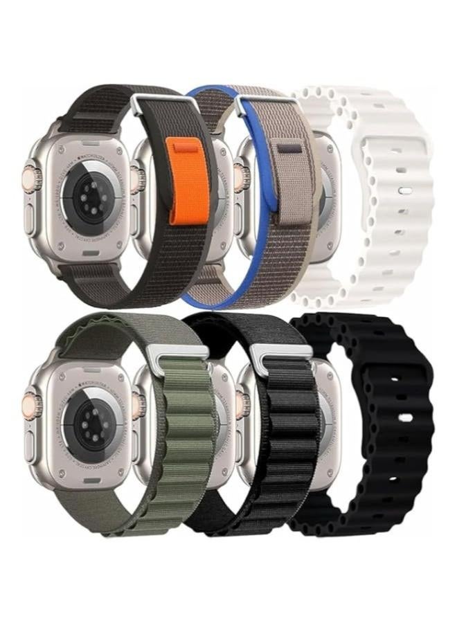 O Ozone (Pack 5) Silicone Sport Bands For Apple Watch Series 10 9 8 7 6 5 4 SE 42/44/45/49 mm Soft Silicone Waterproof Smartwatch Band - Image 1