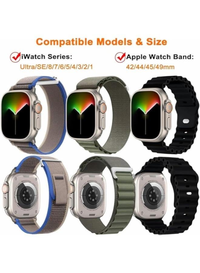 O Ozone (Pack 5) Silicone Sport Bands For Apple Watch Series 10 9 8 7 6 5 4 SE 42/44/45/49 mm Soft Silicone Waterproof Smartwatch Band - Image 3