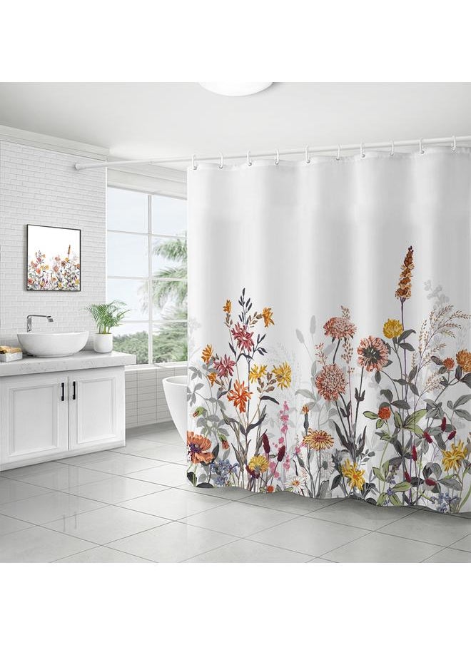 Bluejw Polyester Shower Curtain  Explosions Flowers And Plants Watercolor Bathroom Four-piece Dry And Wet Separation Isolation Waterproof Bath  - Image 1