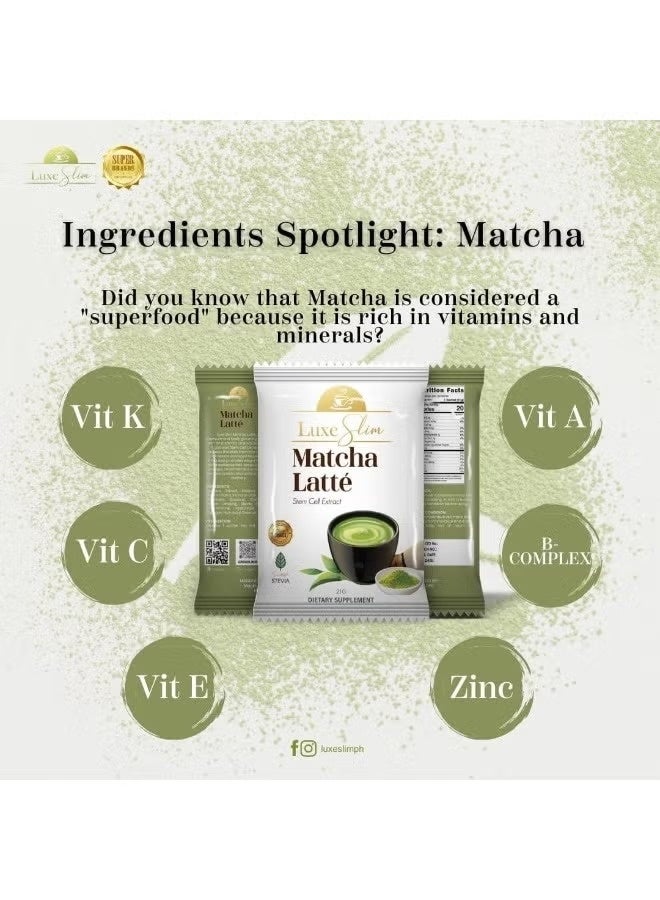 Luxe Slim Matcha Latte Drink 10 Sachets × 21g | Instant Matcha Green Tea with Stevia - Image 2