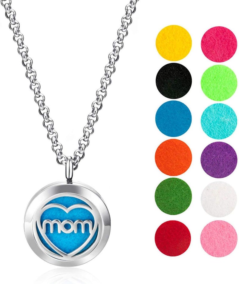 mEssentials Wild Essentials MOM Essential Oil Diffuser Necklace Gift Set - includes Aromatherapy Pendant, 24" Stainless Steel Chain, Refill Pads