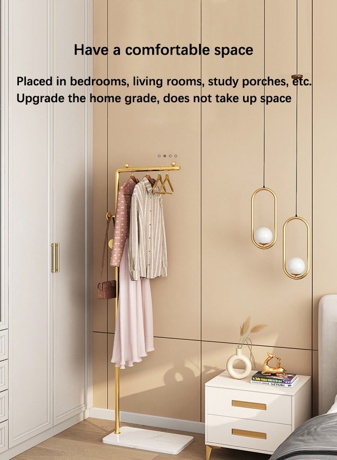 إسكدنيا Space-Saving Metal Coat Rack Freestanding, Coat Hanger Stand With 3 Hooks,Clothing Rack with Natural Marble Base, Modern Coat Stand for Entryway, Living Room,Bedroom, Office (Gold) - Image 3