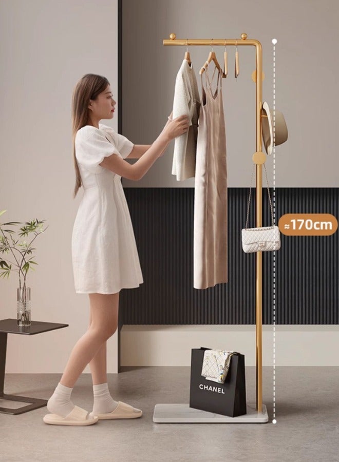 إسكدنيا Space-Saving Metal Coat Rack Freestanding, Coat Hanger Stand With 3 Hooks,Clothing Rack with Natural Marble Base, Modern Coat Stand for Entryway, Living Room,Bedroom, Office (Gold) - Image 2