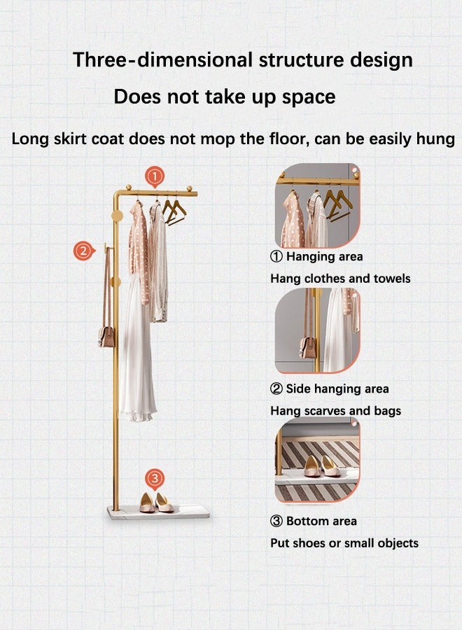إسكدنيا Space-Saving Metal Coat Rack Freestanding, Coat Hanger Stand With 3 Hooks,Clothing Rack with Natural Marble Base, Modern Coat Stand for Entryway, Living Room,Bedroom, Office (Gold) - Image 5