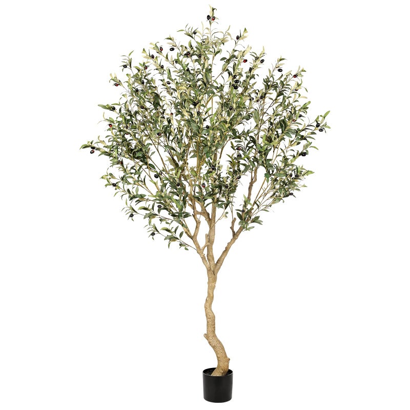 Realead 7FT Olive Trees Artificial Indoor - Tall Faux Olive Tree 7 Feet with Realistic Leaves and Natural Wood Trunk - Potted Fake Olive Tree for Modern Home Office Living Room Floor Decor Indoor - Image 1