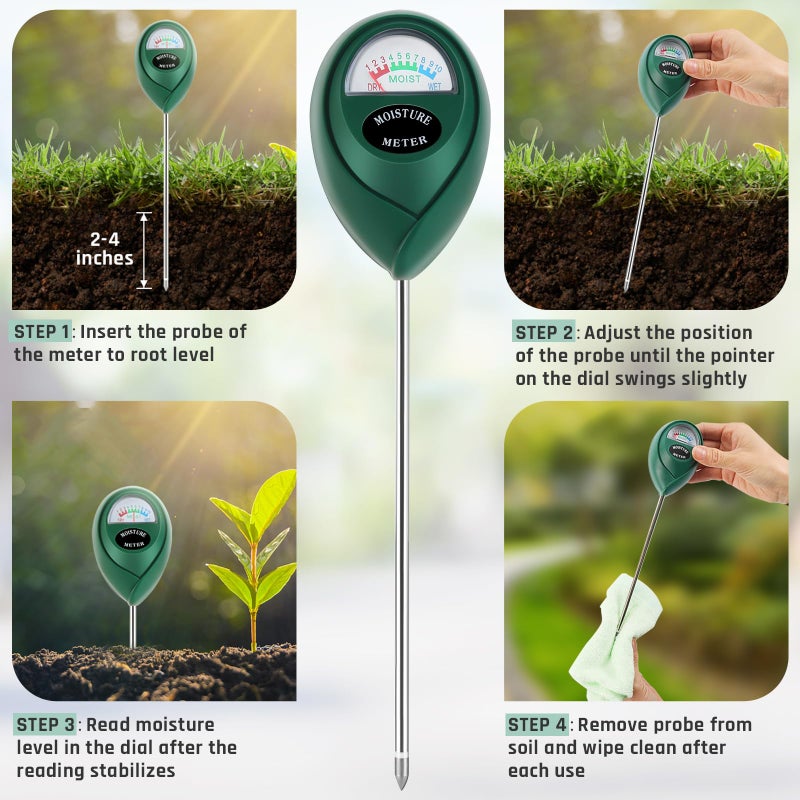 Thlevel Plant Moisture Meter, Plant Water Meter, Soil Moisture Meter for House Plants for Garden, Lawn, Farm, Indoor & Outdoor Use, No Batteries Required (2 Packs Green) - Image 4
