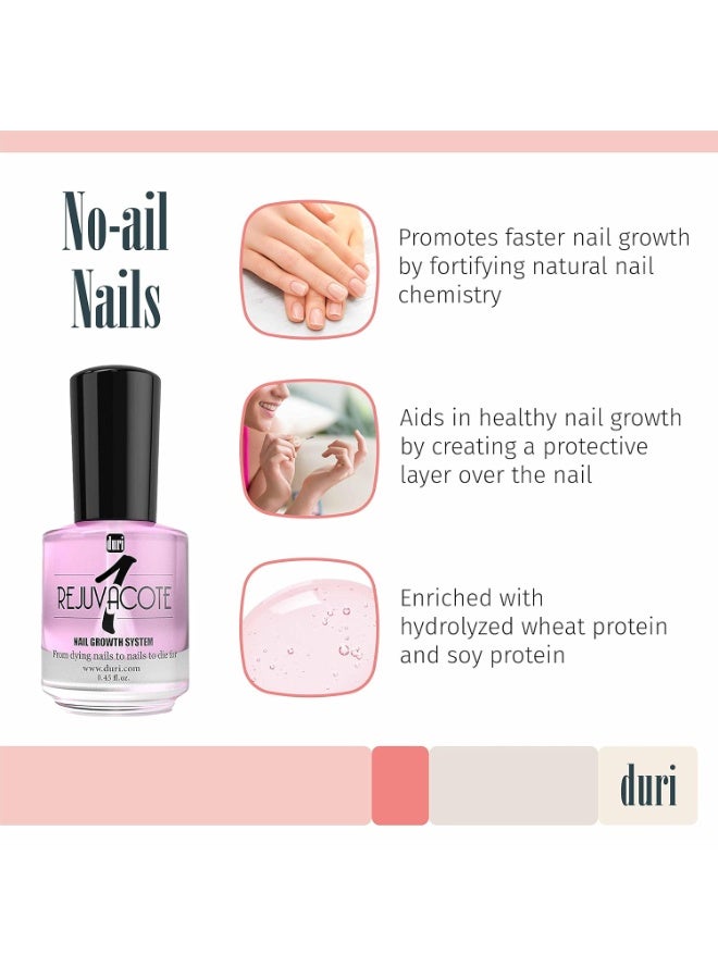 duri Rejuvacote 1 Nail Growth System - Original Maximum Strength Formula - Nail Strengthener and Nail Growth - Base and Top Coat - Pack of 3-0.45 fl. oz. - Image 2