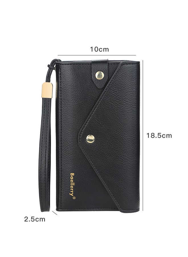 baellerry Casual Envelop PU Leather Long Wallet Ladies Clutch Card Holder for Women Money Zipper Phone Bag with Strap 18.5 x 10 x 2.5cm  - Image 4